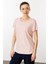 Kadın Sıfır Yaka Düşük Kollu T-Shirt Pudra 5