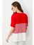 Kadın Sıfır Yaka Önü Palmiye Taşlı Penye T-Shirt Kırmızı 3