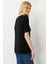 Kadın Sıfır Yaka Önü Taş Baskılı Penye T-Shirt Siyah 4
