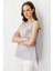 Kadın Içi Şifonlu Penye T-Shirt Gümüş 2