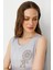 Kadın Içi Şifonlu Penye T-Shirt Gümüş 3