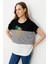 Kadın Sıfır Yaka Önü Taşlı Penye T-Shirt Siyah 2