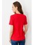 Kadın Sıfır Yaka Kısa Kol Pamuk Kaşkorse T-Shirt Kırmızı 3