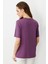 Kadın Sıfır Yaka Basic Penye T-Shirt Lila 3