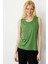 Kadın Sıfır Yaka Flamlı Kumaş Basic Askılı Tshirt A.yeşili 2