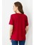 Kadın Sıfır Yaka Basic Penye T-Shirt Vişne 3