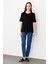 Kadın Sıfır Yaka Basic Penye T-Shirt Siyah 5