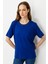Kadın Sıfır Yaka Basic Penye T-Shirt Sax 1