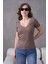 V Yaka Likralı Slim Fit Basic T-Shirt 5