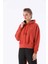 Oversize Kadın Kapşonlu Uzun Kol Kiremit Sweatshirt 20335 3