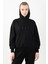 Oversize Kadın Kapüşonlu Siyah Sweatshirt 4