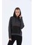 Oversize Kadın Kapşonlu Uzun Kol Siyahmelanj Sweatshirt 20353 1
