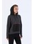 Oversize Kadın Kapşonlu Uzun Kol Siyahmelanj Sweatshirt 20353 3