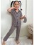 Kız Çocuk Pijama Takımı. Uzun Kollu Düğmeli Pijama Takımı. Uyku Göz Bantlı Pijama Takım 2
