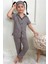 Kız Çocuk Pijama Takımı. Uzun Kollu Düğmeli Pijama Takımı. Uyku Göz Bantlı Pijama Takım 3