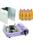 Mini Portatif Kamp Ocağı Mor + 6 Kanatlı Rüzgarlık + 7 Evolite 227 Gr Gaz Kartuşu Evo-005-E6 1