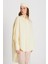 Kadın Sarı Özel Tasarım %100 Pamuk Oversize Tunik Boy Uzun Gömlek 29017 2
