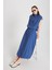Kadın Indigo Modal Kumaş Alt/üst Bluz ve Etek Balon Takım 29237 1
