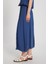 Kadın Indigo Modal Kumaş Alt/üst Bluz ve Etek Balon Takım 29237 4