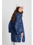 Kadın Indigo Jakar Desenli Kot Kimono Ceket 29151 3