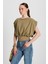 Kadın Haki Örme ve Dokuma Garnili Tasarım Bluz 29157 3
