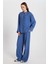 Kadın Indigo %100 Modal Alt/üst Gömlek ve Pantolon Takım 29137 2