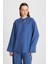 Kadın Indigo %100 Modal Alt/üst Gömlek ve Pantolon Takım 29137 3