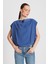 Kadın Indigo Modal Kumaş Balon Bluz 29140 1