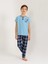 Erkek Çocuk Kısa Kollu Düğme Detaylı %100 Pamuklu Pijama Takımı Be 2