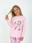 Kız Çocuk Uzun Kollu %100 Pamuklu Pijama Takımı Star Love Toz Pembe 1