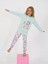 Kız Çocuk Uzun Kollu %100 Pamuklu Pijama Takımı Star Love Mint 3