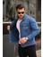 Slim Fit Denim Ceket Erkekler İçin %100 Pamuk Düz Desen Mavi Renk 1