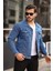 Slim Fit Denim Ceket Erkekler İçin %100 Pamuk Düz Desen Mavi Renk 3