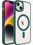 Apple iPhone 14 Plus Kılıf Wireless Şarj Özellikli Rntc Krom Magsafe Silikon Kapak-Koyu Yeşil 1