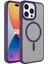 Apple iPhone 15 Pro Uyumlu Mat Arka Yüzey Wireless Şarj Özellikli Rntc Flet Magsafe Kapak-Derin Mor 1