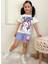 Pjkskt Sevimli Kedicik Desenli Lila Şortlu Kız Çocuk Kısa Kol Takım 7566-L 1