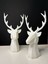 2 Li Set Geyik Figürlü Modern Dekoratif Hediyelik Biblo Kemik Beyazı 22 cm /19 cm 2