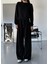 TKM-1103 Siyah Oysh Kumaş Crop Salaş Bluz Bel Lastikli Palazzo Alt Ikili Takım 2