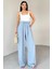 PNT-07418 Bebe Mavi Bel Lastikli Bağlamalı Salaş Pantolon 1