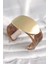 Kahverengi Mermer Desen Akrilik Plastik Gold Oval Plaka Model Vintage Kadın Bilezik 1