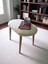 Minimalist Teddy Kumaş Tabure, Ahşap Ayaklı Tabure, Salon, Ofis, Makyaj Masası, Yemek Masası 4