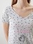 Lcw Dream V Yaka Desenli Kadın Kaprili Pijama Takımı (S5) 3