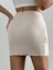 Bej Drapeli Şık Modern Slim Fit Mini Kalem Etek 3