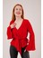 Ön Bağlamalı Volan Kol Kırmızı Bluz 1