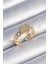 Pirinç Gold Renk Zincir Kordon Zirkon Taşlı Kalp Model Kadın Yüzük - TJ-BYK3485 1