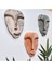 El Yapımı Taş Heykel Soyut Yüz Maske 3'li Set, Duvar Dekor, Modern Ev ve Ofis Dekoru 2