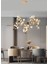 Faxon 9'lu Gold Çiçek Desenli Modern Sıralı Yemek Masası Üstü Sarkıt Salon Avize 1
