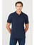 %100 Pamuk Regular Fit Normal Kesim Lacivert Polo Yaka Tişört 2