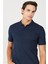 %100 Pamuk Regular Fit Normal Kesim Lacivert Polo Yaka Tişört 4