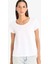 Regular Fit Yuvarlak Yaka Basic Düz Kısa Kollu Beyaz Tişört K1508AZ25SM 1